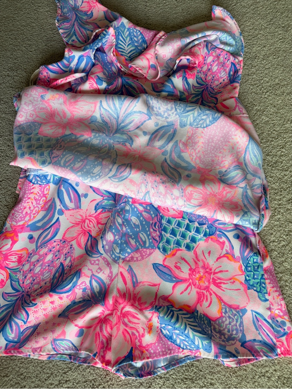 Lilly Pulitzer Kipton Romper Pink Isle Snappy Turtle One Shoulder Size 10 - Picture 7 of 12
